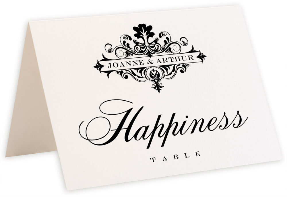 Tricky Tree Vintage Monogram Flourish Wedding Table Name Cards
